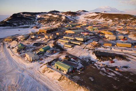 McMurdo Station, the largest human settlement in Antarctica (photo by George Steinmetz) Special Forces Logo, Mcmurdo Station, Wrecking Yards, Navy Life, Human Settlement, Country Names, 90 Degrees, Concept Design, Bucket List