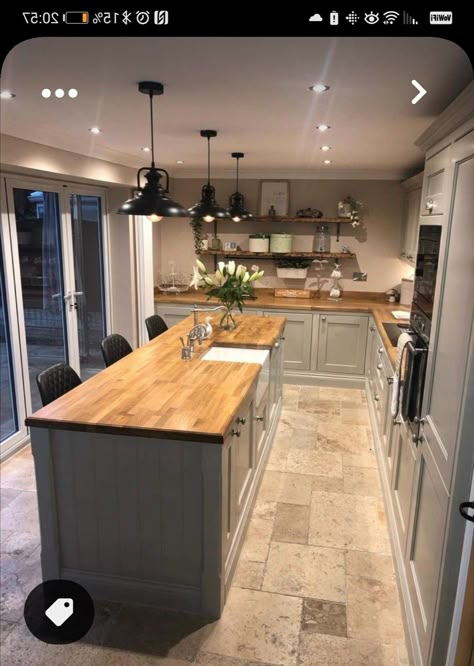 Kitchen Ceiling Designs, Amber Lewis Kitchen, Kitchen Design Countertops, Kitchen Renovation Design, Country Cottage Kitchen, Small Cottage Kitchen, Open Plan Kitchen Dining Living, Barn Kitchen, Cosy Kitchen