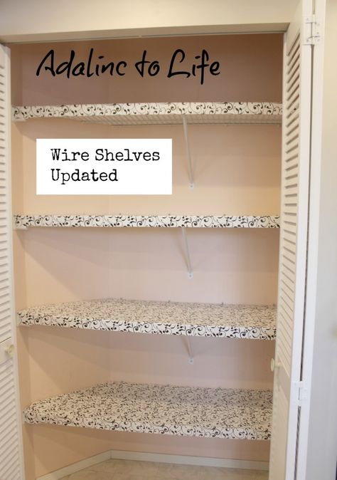 Pantry Shelf Cover, Wire Shelf Makeover, Easy Pantry Organization, Wire Pantry Shelves, Diy Pantry Makeover, Wire Shelf Covers, Shelf Makeover, Diy Pantry Organization, Shelf Cover