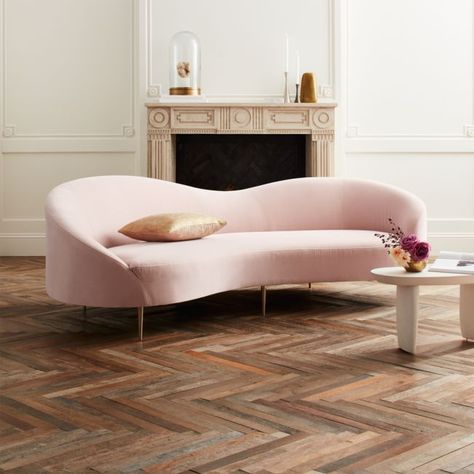 Curvo Pink Velvet Sofa Pink Velvet Sofa, Painting Ikea Furniture, Contemporary Couches, Grey Velvet Sofa, Build Furniture, Apartment Sofa, Sofa Review, Home Sofa, Curved Sofa