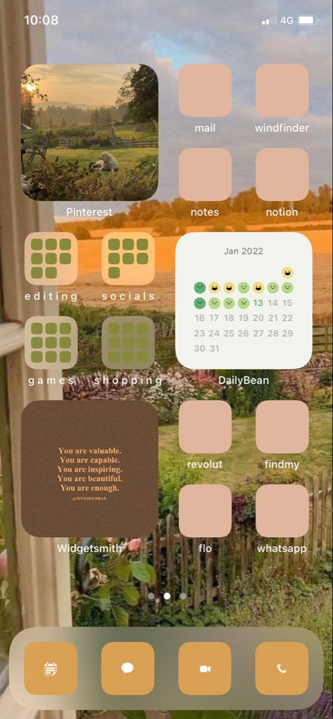 Aesthetic Widget Wallpaper Ideas, Phone Screen Widget Ideas, Nature Phone Aesthetic, Phone Themes Cottagecore, Flower Themed Homescreen, Spring Aesthetic Homescreen, Phone Themes Flowers, Cottagecore Wallpaper Iphone Simple, Cottagecore Iphone Theme