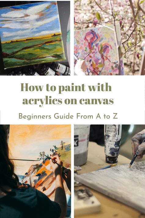 acrylic canvas painting guide Beginners Painting Guide, Acrylic Painting How To, Acrylic Tutorials Painting, How To Paint Acrylic, Paint With Acrylics For Beginners, How To Paint With Acrylics, Beginner Acrylic Painting Ideas, Acrylic Painting Beginner, Acrylic For Beginners