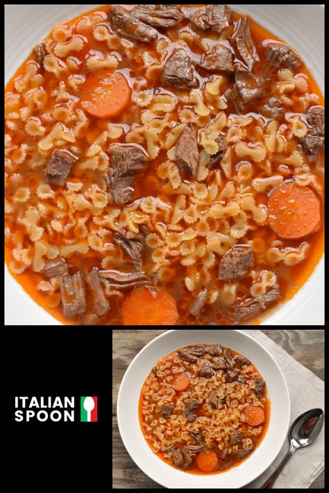 Italian Beef Soup Recipes, Italian Beef Soup, Pastina Pasta, Pastina Recipes, Tortellini In Brodo, Italian Soup Recipes, Italian Recipes Appetizers, Beef Pasta Recipes, Dessert Pasta