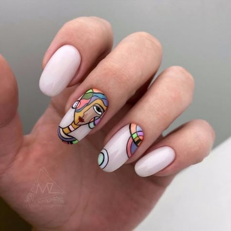 Picasso Nails, Pop Art Nails, Minimal Nails Art, New Nail Art Design, Art Deco Nails, Wow Nails, Subtle Nails, Trendy Nail Art Designs, Modern Nails