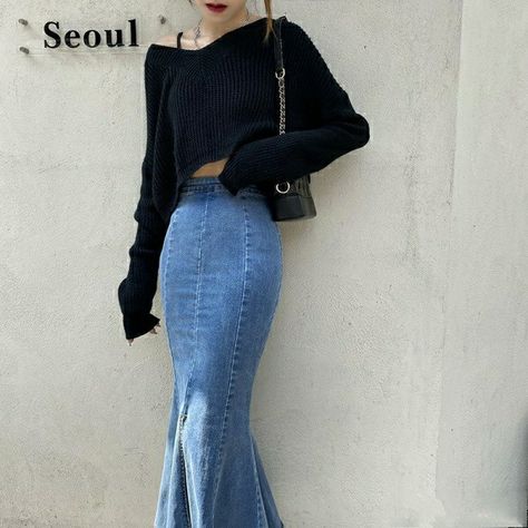 High Waist Pleated Skirt, High Waisted Pleated Skirt, Hip Skirt, Fishtail Skirt, Trumpet Skirt, Half Skirt, Skirt Skirt, Skirt Women, Denim Cotton