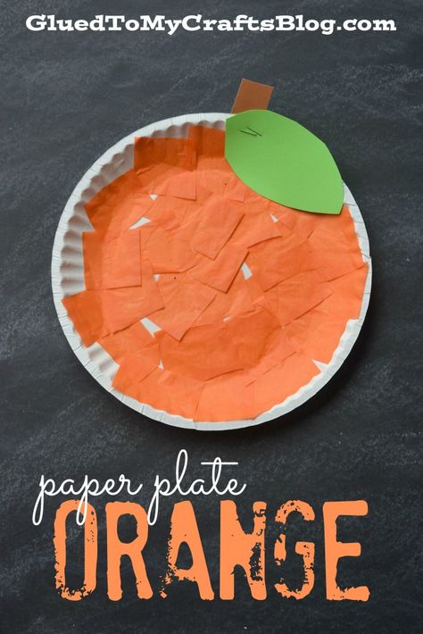 Paper Plate Orange - Kid Craft Orange Fruit Craft, Fruit Craft Ideas, Homeschool October, Fall Storytime, Pumpkin Art Project, Pumpkin Centers, Vegetable Crafts, Fruit Crafts, Orange Craft