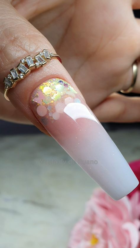 Baby Glam Nails, Baby Color Nails, Baby Glam, Bad Nails, Baby Glitter, Art Nail Art, Glam Nails, Uñas Acrilicas, Baby Colors