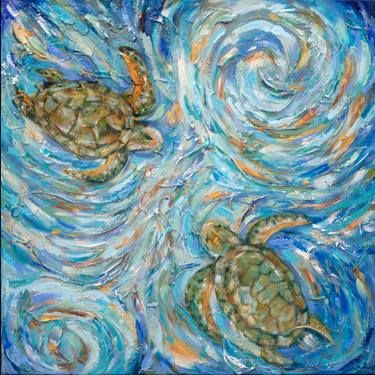 Abstract Turtle Painting, Easy Turtle Painting, Turtle Painting Acrylic, Sea Life Painting, Sea Turtle Painting, Sea Turtle Art, Turtle Drawing, Sea Life Art, Pastel Artwork