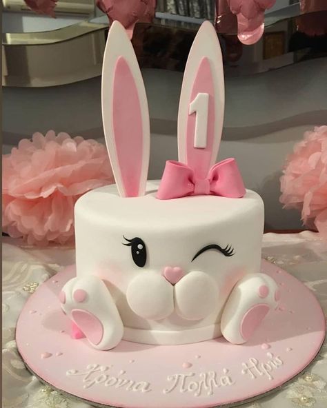 Chocolate Bunny Cake, Bunny Birthday Cake, 1st Bday Cake, Bunny Birthday Party, Floral Cake Topper, Cake Liner, Easter Bunny Cake, Rabbit Cake, Animal Cakes