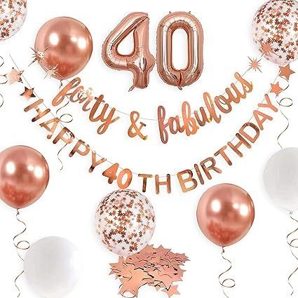 Rose Gold Forty & Fabulous Happy 40th Birthday Banner Garland Foil Balloon 40 for Rose Gold Pink Womens 40th Birthday Hanging Cheers to 40 Years Old Birthday 40 and Fabulous Birthday Party Decorations : Amazon.ca: Health & Personal Care 90th Birthday Banner, 60th Birthday Banner, 50th Birthday Banner, 40th Birthday Banner, 30th Birthday Banner, 90th Birthday Decorations, 60th Birthday Decorations, Birthday Decorations For Men, 50th Birthday Party Decorations