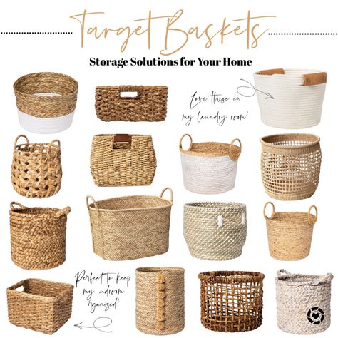 Target woven and rattan baskets - perfect storage solutions for your home! I own, use and love several of these options! Download the LIKEtoKNOW.it shopping app to shop this pic via screenshot. #targethomedecor #target #baskets #coastal #organizationideas Rattan Storage Baskets, Apartment Closets, Rattan Basket Decor, Target Basket, Baskets For Blankets, Woven Basket Decor, Hampers Ideas, Boho Baskets, Target Decor