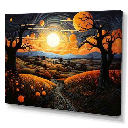 Red Barrel Studio® Countryside the Pumpkin Field II - Print on Canvas | Wayfair Landscape Wall Art Living Rooms, Acrylic Wall Decor, Gold Picture Frames, Picture Frame Wall, Landscape Canvas, Landscape Wall Art, Acrylic Wall Art, Metal Wall Decor, Framed Canvas Art