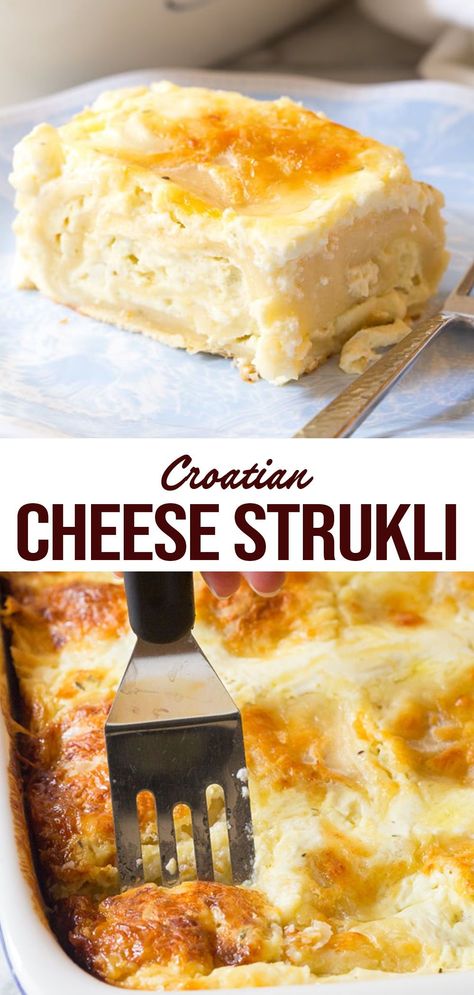 Cheese Strudel Croatian, Strudel Recipes Savory, Croatian Recipes Traditional, Croatian Cake Recipes, Croatian Recipes Desserts, Strukli Croatian Recipes, European Recipes Traditional, Croatian Food Recipes, Serbian Desserts