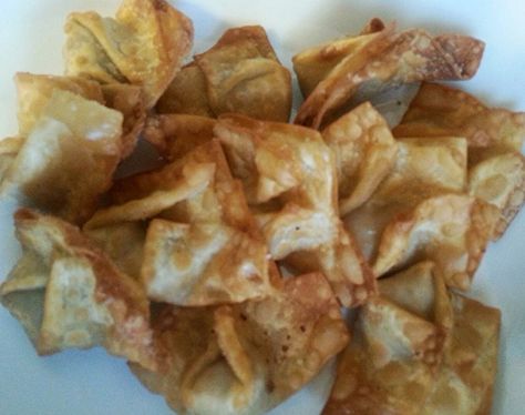 Fried Pork Won Tons Recipe Won Tons Recipes, Won Ton Recipes, Chinese Appetizers, Cooking Chinese Food, Won Ton, Chicken Spring Rolls, Wonton Recipes, Deep Fried Food, Appetizer Dishes