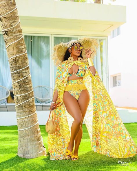 Chioma Goodhair wearing Andrea Iyamah @andreaiyamah @chiomagoodhair Chioma Goodhair, Andrea Iyamah, Throw Over, Swim Suits, Resort Wear, Prom, Magazine, Instagram