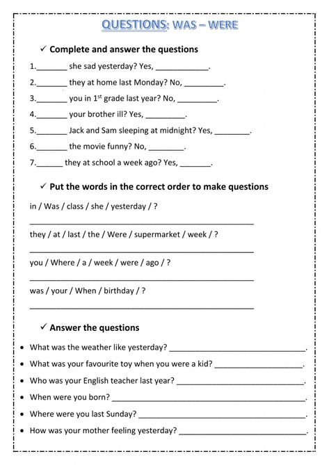 Grade 7 English Worksheets Grammar, Grade 5 Worksheets English, Was Were Questions Worksheet, 5 Grade Worksheets, Was And Were Worksheets, 5th Grade English Worksheets, Grade 5 English Worksheets, Was Were Worksheet, Was Were