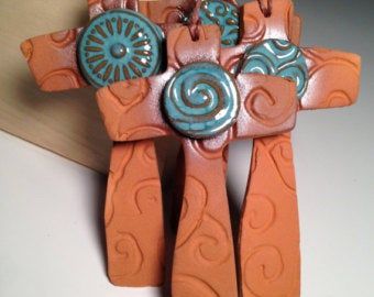 Cross Ornaments, Clay Cross, Ceramic Crosses, Pottery Christmas, Christian Christmas Gift, Christmas Christian, Ceramic Christmas Decorations, Pottery Ornaments, Beginner Pottery