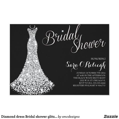 Bling Bridal Shower Ideas, Black And Silver Bridal Shower Ideas, Glitz And Glam Bridal Shower Ideas, Glitz And Glam Bachelorette Party Black, Diamond Bridal Shower Theme, Bridal Shower Themes Black, Glam Bridal Shower Ideas, Glitzy Wedding, Black Bridal Shower Invitations