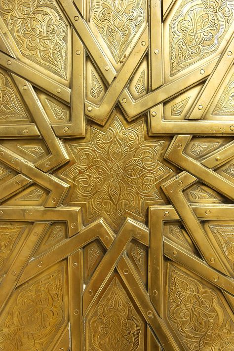 Brass door relief, Royal Palace in Fes. All That Glitters Is Gold, Gold Aesthetic, Brass Door, Royal Palace, Beautiful Doors, Islamic Architecture, Facades, The Witcher, Arabesque