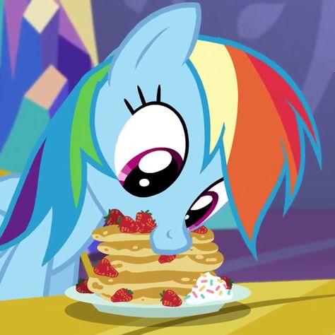 #1882531 - castle sweet castle, cropped, cute, dashabetes, eating, female, food, nom, pancakes, pegasus, pony, rainbow dash, safe, screencap, solo, strawberry, whipped cream - Derpibooru - My Little Pony: Friendship is Magic Imageboard Mlp Twilight Sparkle, Strawberry Whipped Cream, My Lil Pony, Mlp Equestria Girls, My Little Pony Characters, Mlp Pony, My Little Pony Pictures, Mlp My Little Pony, Friendship Is Magic