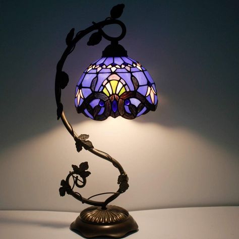 #furniture #home #hometrends #furnitureinspo #moodboard #inspo #bestseller #trendy #homefinds #amazon #amazonfinds #sherpa #couch #bed #coffeetable #decor #homedecor Fun Bedside Lamps, Tiffany Desk Lamp, Bedroom Desk Lights, Purple Desk Lamp, Glass Stained Lamp, Stained Glass Lamps Vintage, Stained Glass Desk Lamp, Purple Tiffany Lamp, Desk Ideas Purple