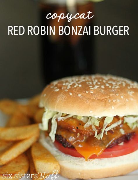 Copycat Red Robin Banzai Burger Recipe | Six Sisters' Stuff Red Robin Recipes, Copycat Red Robin, Red Robin Burgers, Teriyaki Burgers, Joe Recipe, Six Sisters Stuff, Burger Sliders, Family Meal Planning, Copycat Restaurant Recipes