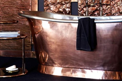 http://www.catchpoleandrye.com Tin Interior, Brass Kitchen Tap, 19th Century France, Metallic Fashion, Vintage Inspired Home, Cast Iron Bath, Copper Taps, Copper Bathtubs, Copper Bath