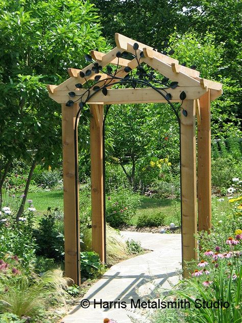 Gazebo Front Yard Arbor, Garden Arbors And Trellises, Metalsmith Studio, Garden Arbor Ideas, Arbour Ideas, Modern Arbor, Arbor Plans, Diy Arbor, Bamboo Arbor