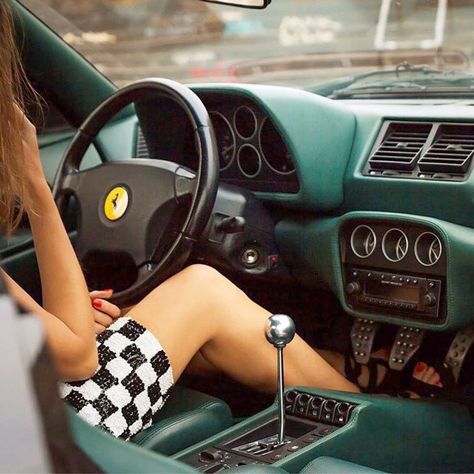 Ferrari Interior, Car And Girl, Simple Street Style, Vintage Instagram, Car Aesthetic, Manual Car, Automotive Photography, Green Interiors, Italian Cars