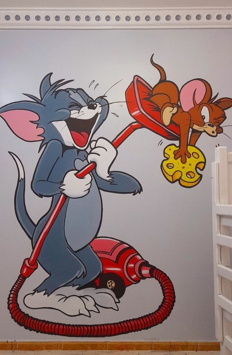 Pop Design Photo, Tom Y Jerry, School Murals, School Painting, Stitch Drawing, Canvas Drawings, Tom Jerry, Pop Design, Sketch Painting