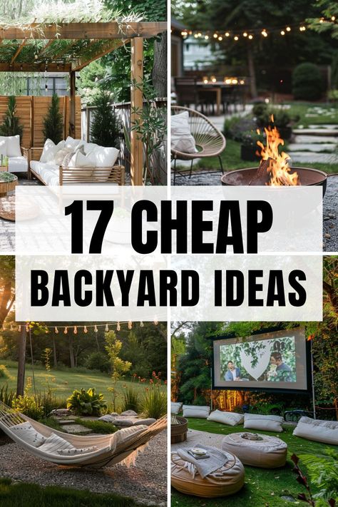 Transform your backyard with these 17 cheap landscaping DIY ideas! Perfect for small or large spaces, simple and easy for renters or homeowners. Get inspired and create your dream outdoor oasis! Cheap Pool Landscaping Ideas, Easy Diy Backyard Ideas, Diy Firepits, Backyard On A Budget, Garden Ideas Budget Backyard, Diy Backyard Ideas, Pool Diy, Diy Backyard Patio, Landscaping Diy