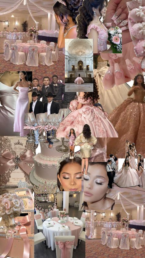 Quince Surprise Dance Outfits, 15 Party Ideas Quinceanera, Pink Quince Theme, Light Pink Quinceanera Dresses, Quinceanera Venue, Rose Gold Quinceanera Dresses, Sweet 15 Party Ideas Quinceanera, Sweet 15 Party Ideas, Quinceanera Pink