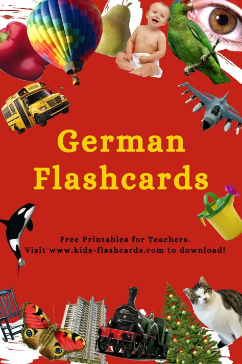 1000+ German Flashcards Online for Toodlers (PDF files) English Flash Cards, Flashcards For Kids Printables, Learn To Speak Russian, Esl Flashcards, Learning German Worksheets, German Flashcards, Learn Punjabi, List Of Positive Words, Germany For Kids