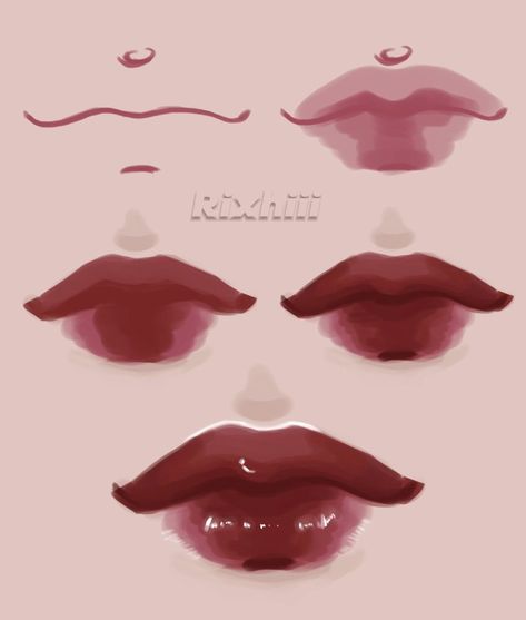 Lips tutorial by Rixhiii. If this was useful to you - let me know in the comments!! Mouth Digital Art Tutorial, How To Colour Lips Digitally, Digital Art Body Tutorial, Jelly Drawing Tutorial, Digital Lips Tutorial, Jelly Lips Drawing, Lip Rendering Tutorial, Jelly Art Reference, Rendering Lips