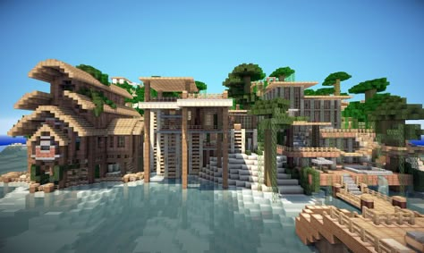 Other houses in Jungle Town Keralis Minecraft, Minecraft Jungle House, Mansion Minecraft, Construction Minecraft, Rumah Minecraft Sederhana, Minecraft Mansion, Minecraft Houses Blueprints, Jungle House, Minecraft House Plans