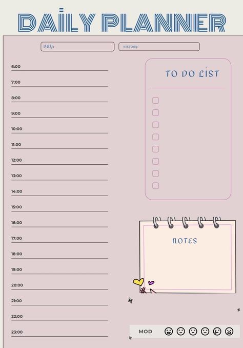 Stay on top of your tasks with this Aesthetic Daily Planner Printable! Perfect for students, professionals, and anyone looking to stay organized. This digital planner features a structured hourly schedule, a to-do list, a notes section, and a mood tracker to help you stay mindful throughout the day. ✔ Features: *Printable PDF (A4, A5, and US Letter sizes) *Time-blocking schedule (6 AM - 11 PM) *To-Do List section for priority tasks *Notes section for ideas, reminders, and inspiration *Mood tracker to reflect on your day *Instant Download - Print as many copies as you need! This minimalist and cute planner is perfect for students, busy professionals, and anyone looking to boost productivity. Get organized today! Time Blocking Schedule, Aesthetic Daily Planner, Reflect On Your Day, Block Schedule, Block Scheduling, Hourly Schedule, Cute Planner, Time Blocking, Daily Planner Printable