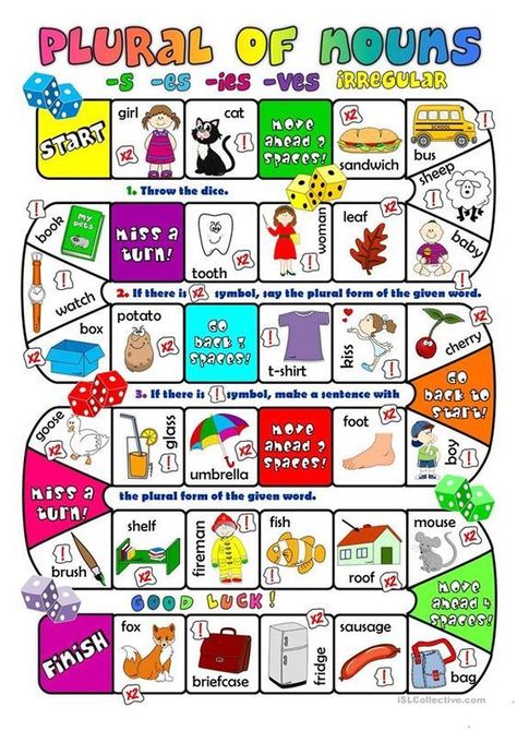 Here's a board game to practice the plurals of nouns. Plural Of Nouns, Grammar Games, Esl Games, Printable Board Games, English Exercises, Teaching English Online, Singular And Plural, English Games, Plural Nouns