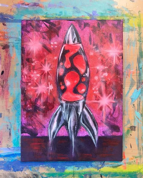 lava lamp # 3 - acrylic and airbrush on canvas. swipe for blacklight! #painting #lavalamp #blacklightart #artist Lightning Painting, Blacklight Painting, Black Light, Lava Lamp, Canvas, Quick Saves, Art