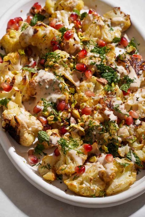 Vibrant Middle Eastern style cauliflower side dish - Tomatoes Tomahtos Middle Eastern Vegetarian Recipes, Grilled Beef Ribs, Roasted Carrot Soup, Cauliflower Side Dish, Veggie Pasta, Hidden Veggies, Grilled Beef, Beef Ribs, Hearty Breakfast