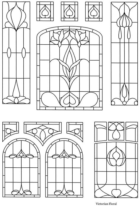 Victorian Stained Glass Designs Welcome to Dover Publications Dover Publications, Victorian Dollhouse, Glitter Houses, زجاج ملون, Glass Designs, Stained Glass Designs, Faux Stained Glass, Miniature Diy, Stained Glass Projects