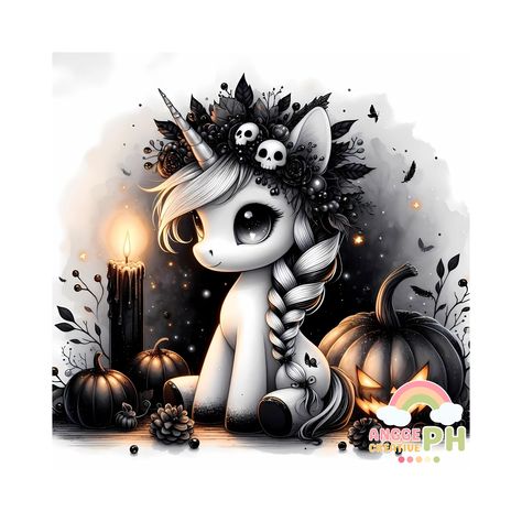 Unicorn Images Cute, Gothic Unicorn Tattoo, Goth Unicorn Tattoo, Goth Unicorn Art, Magical Unicorn Fantasy Art, Halloween Unicorn, Unicorn Images, Unicorn Clipart, Black Unicorn