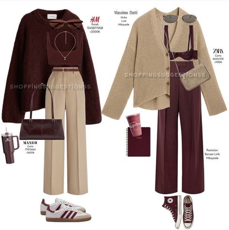 Fall Matching Set Outfit, Shein Trendy Outfits, Burgundy Autumn Outfit, Fall Winter 2024 Fashion Trends Women Casual, Vintage Burgundy Outerwear For Fall, Burgundy Fall Outfits 2024, Classic Burgundy Winter Outerwear, Chic Burgundy Winter Outerwear, Look Adidas