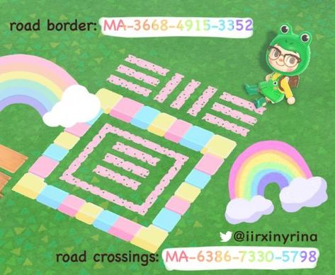 Acnh Rainbow, Kawaii Island, Lego Basic, Rainbow Island, Pastel Kidcore, Small Dog Accessories, Road Kids, Rainbow Road, Animal Crossing Funny