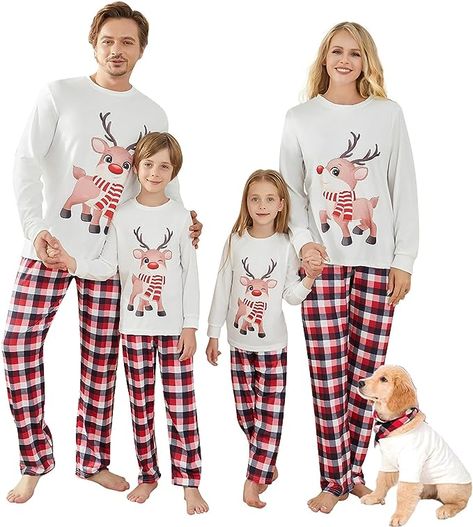 OAKFashion Christmas Family Pajamas Holiday Christma Pajama Family Matching Pjs Set Sleepwear Elk Xmas Jammies Christmas Pjs Matching, Family Christmas Pjs, Christmas Pajamas For Family, Pjs Matching, Christmas Pjs Family, Xmas Pjs, Dog Xmas, Holiday Pjs, Matching Family Christmas Pajamas