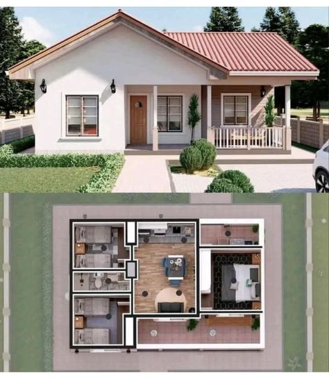 Small House Blueprints, House Ranch, Small House Layout, Affordable House Plans, Modern Small House Design, Simple House Design, House Plan Gallery, Rustic Flower, House Construction Plan