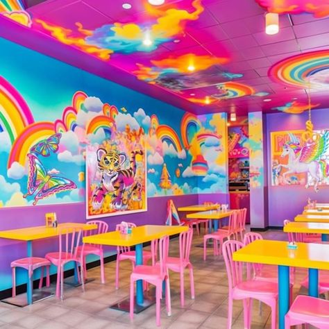 Lisa Frank Room Ideas, Lisa Frank Room, Lisa Frank Aesthetic Decor, Lisa Frank Aesthetic Art, Lisa Frank Bedding, Lisa Frank Birthday Party, Bedroom Wall Decor Ideas, Candy Room, Rainbow House