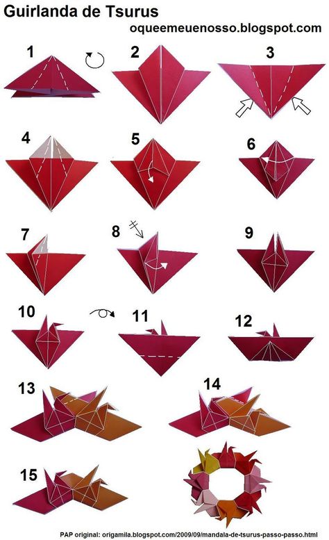 Origami Kutu, Origami Garland, Origami Wreath, Wreath Paper, Origami Flowers Tutorial, Star Wreath, Origami Paper Folding, Origami Diagrams, Origami Star