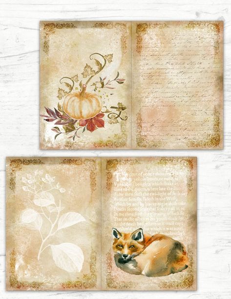 Autumn Junk Journal Pages Fall Pumpkin Ephemera for Journals | Etsy Pumpkin Ephemera, Bookmarks Autumn, Thanksgiving Journal, Autumn Junk Journal, Fall Junk Journal, Journal Autumn, Junk Journal Ideas, Journals Ideas, Ballet Journal