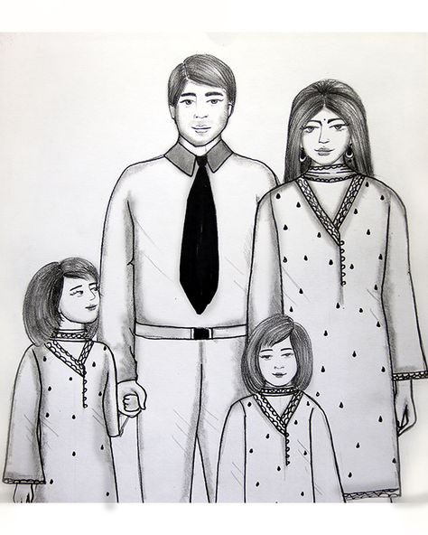 Traditional Family Drawing Very Easy | How to Draw a Family Picture Very Easy,#drawing​​​​ #pencilsketch​ #familyDrawing Family Picture Drawing Easy, Family Pencil Sketch, Family Picture Drawing, Very Easy Drawing, Gcse Art Sketchbook, Indian Family, Traditional Family, Family Canvas, Family Drawing