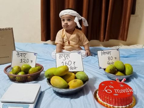 Mango Photoshoot Ideas, 10th Month Baby Photoshoot, Mango Photoshoot, Photoshoot Ideas For Baby, Baby Monthly Pictures, Shower Cartoon, Baby Shoot Ideas, Baby Pictures Ideas, Night Yoga